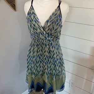 Greylin Blue and Green Patterned Dress